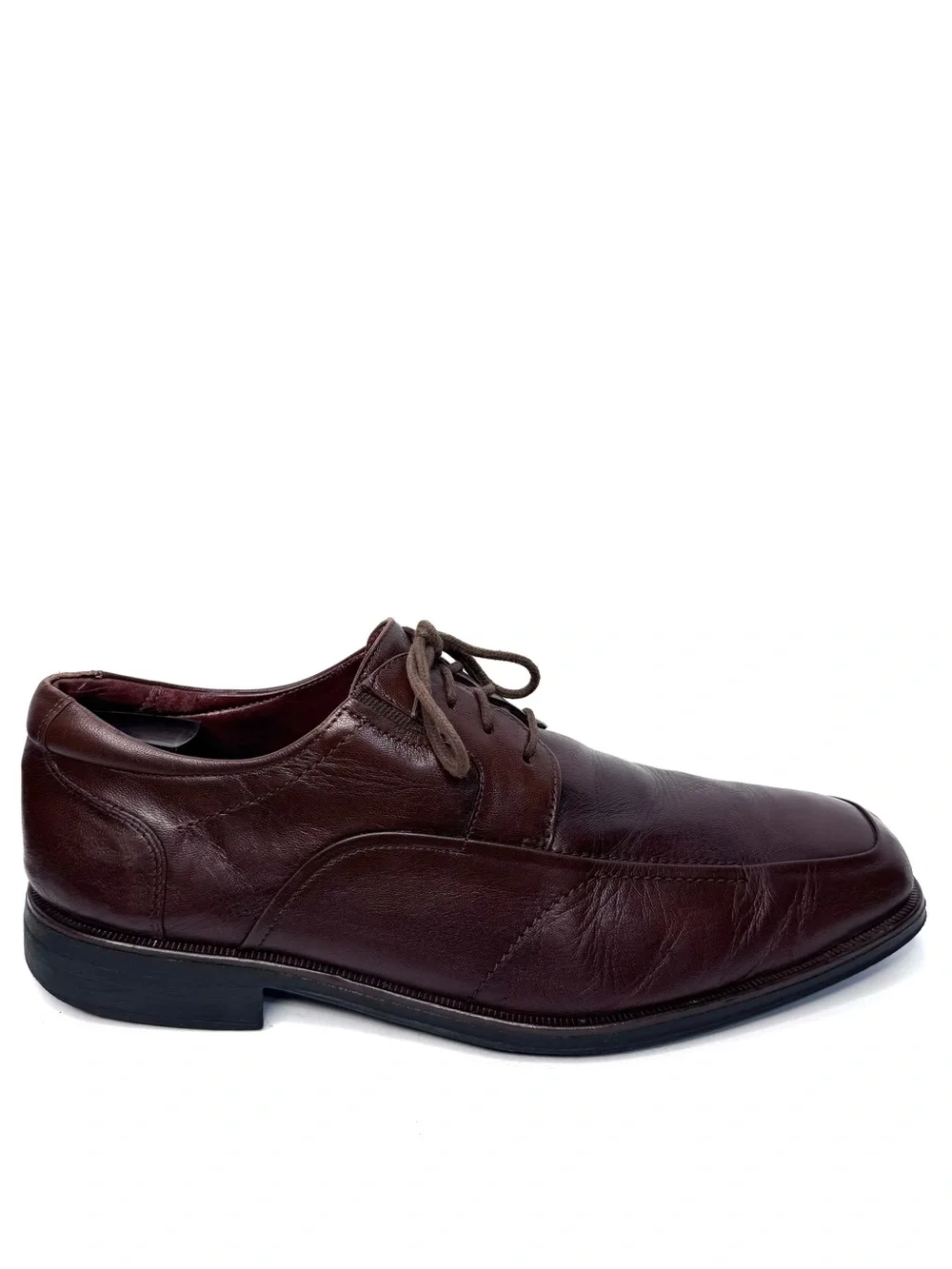 Johnston & Murphy Mens 12M Brown Leather Lace Up Bicycle Toe Dress Shoes Brazil